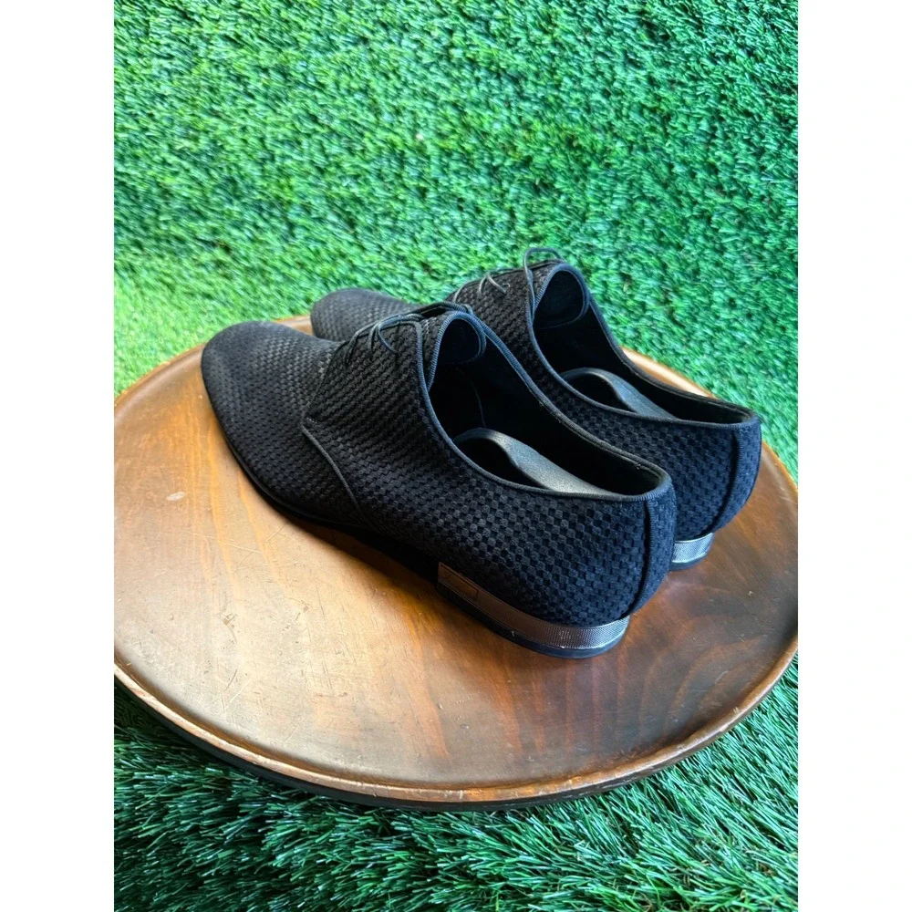 Louis Vuitton Black Damier Infini Suede Derby Dress Shoes LV Logo Heel Italy